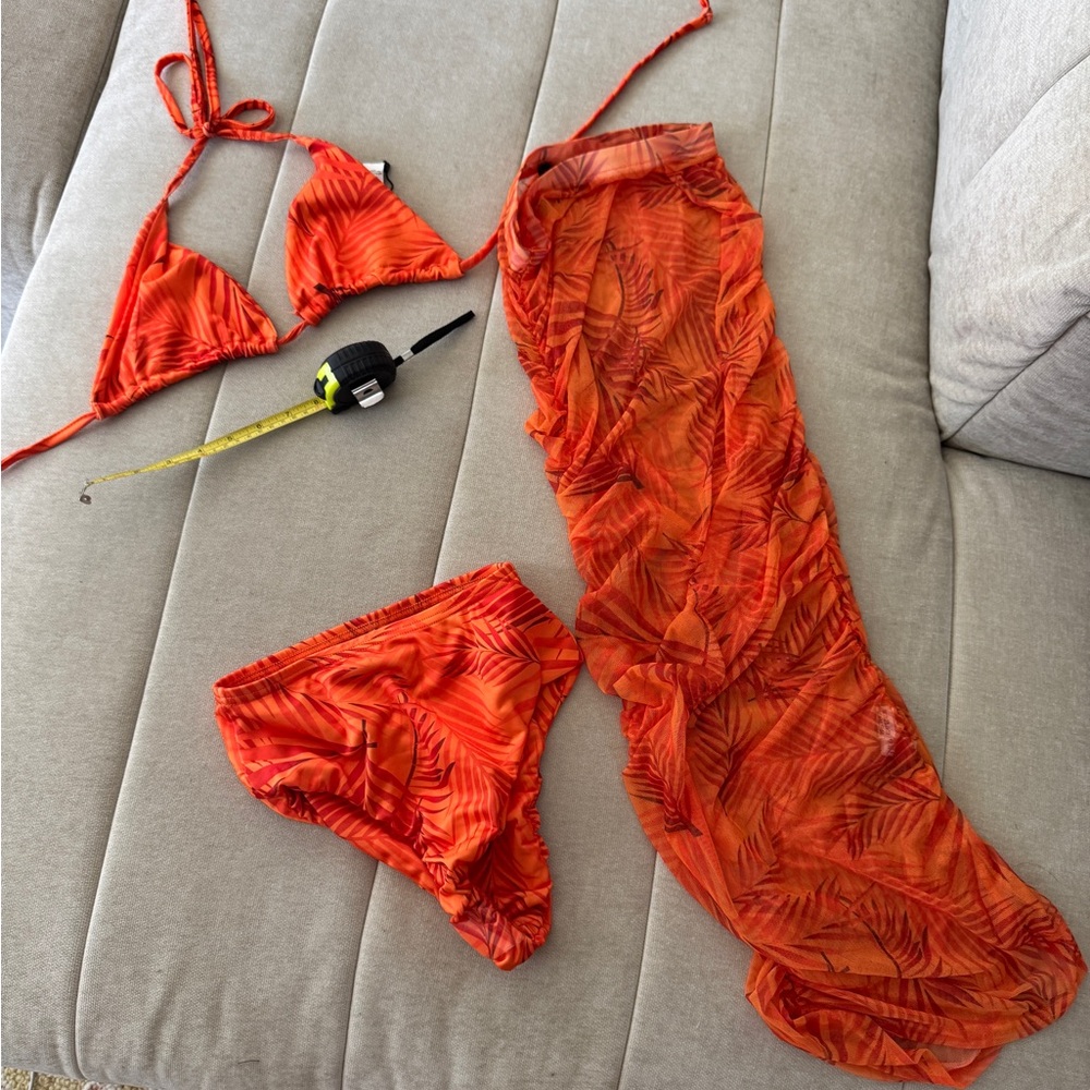 PrettyLittleThing Red Bikini Set with Cover-Up
